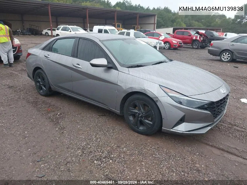 2021 Hyundai Elantra Sel VIN: KMHLM4AG6MU139838 Lot: 40465461