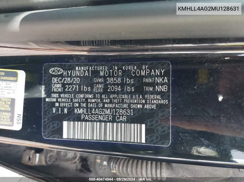 KMHLL4AG2MU128631 2021 Hyundai Elantra Se