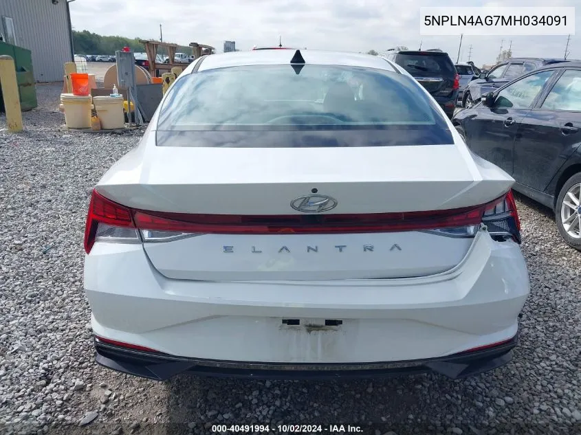 5NPLN4AG7MH034091 2021 Hyundai Elantra Sel