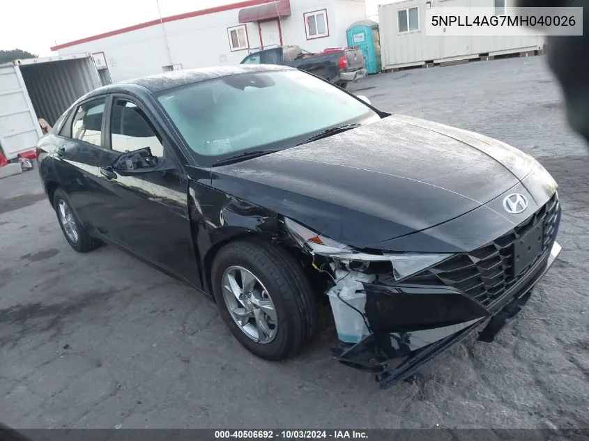 5NPLL4AG7MH040026 2021 Hyundai Elantra Se