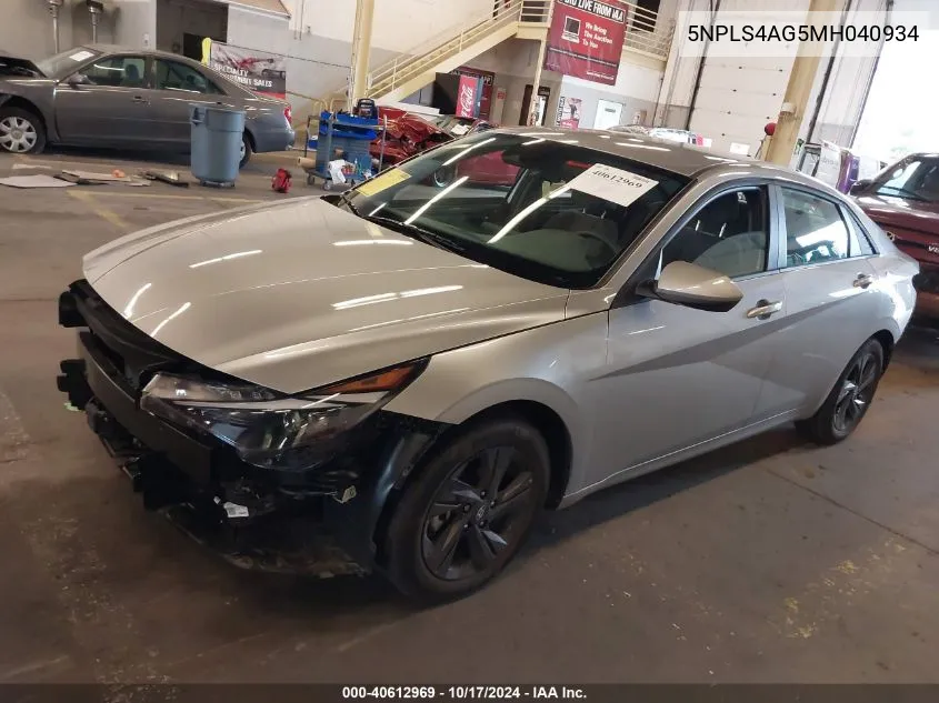 2021 Hyundai Elantra Sel VIN: 5NPLS4AG5MH040934 Lot: 40612969