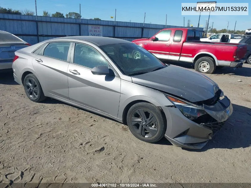 2021 Hyundai Elantra Sel VIN: KMHLM4AG7MU153392 Lot: 40617102