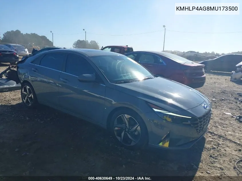 2021 Hyundai Elantra Limited VIN: KMHLP4AG8MU173500 Lot: 40630649