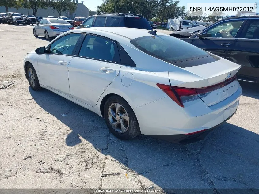 2021 Hyundai Elantra Se VIN: 5NPLL4AG5MH022012 Lot: 40643327