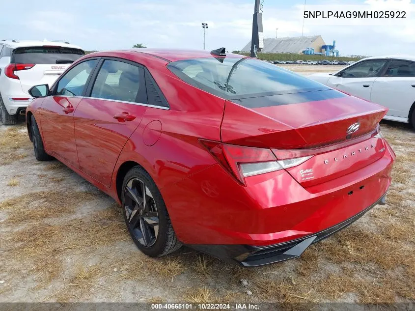 5NPLP4AG9MH025922 2021 Hyundai Elantra Limited