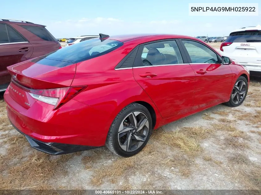 5NPLP4AG9MH025922 2021 Hyundai Elantra Limited