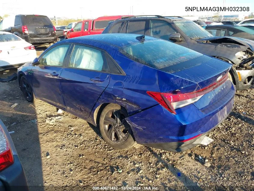 2021 Hyundai Elantra Sel VIN: 5NPLM4AG3MH032308 Lot: 40671432