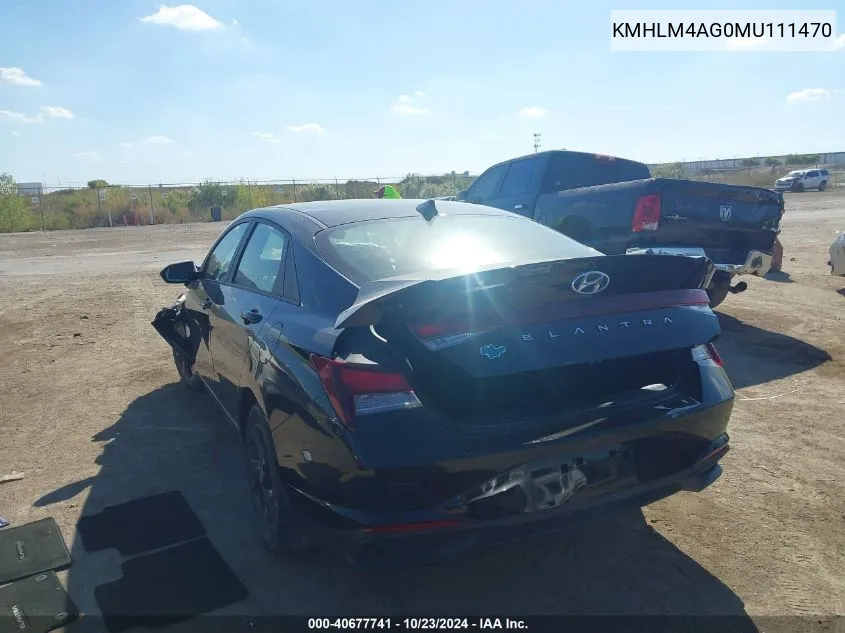 2021 Hyundai Elantra Sel VIN: KMHLM4AG0MU111470 Lot: 40677741