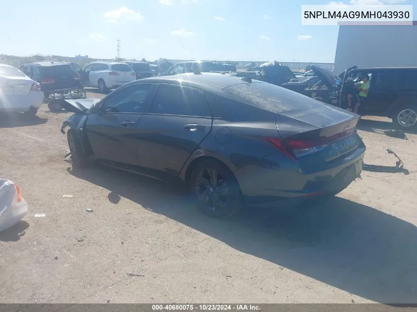 2021 Hyundai Elantra Sel VIN: 5NPLM4AG9MH043930 Lot: 40680075