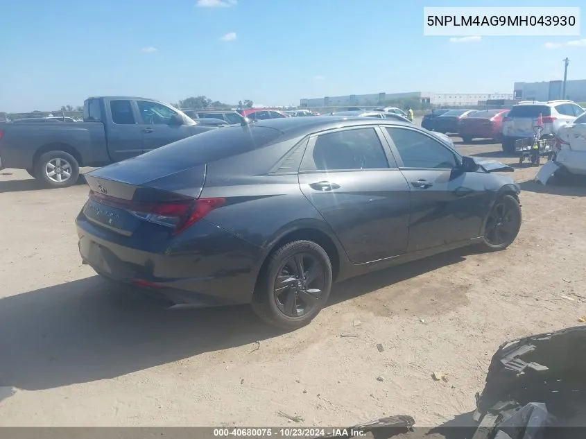 2021 Hyundai Elantra Sel VIN: 5NPLM4AG9MH043930 Lot: 40680075