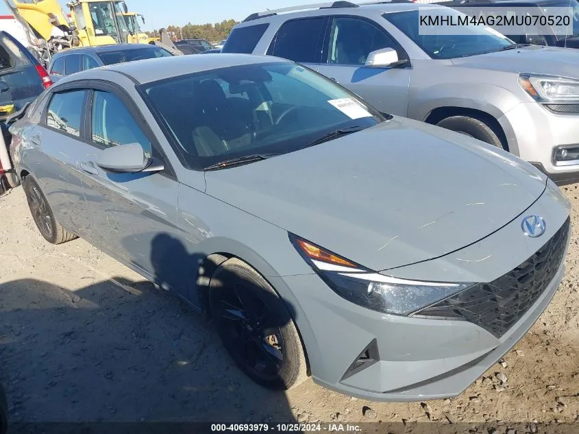 2021 Hyundai Elantra Sel VIN: KMHLM4AG2MU070520 Lot: 40693979