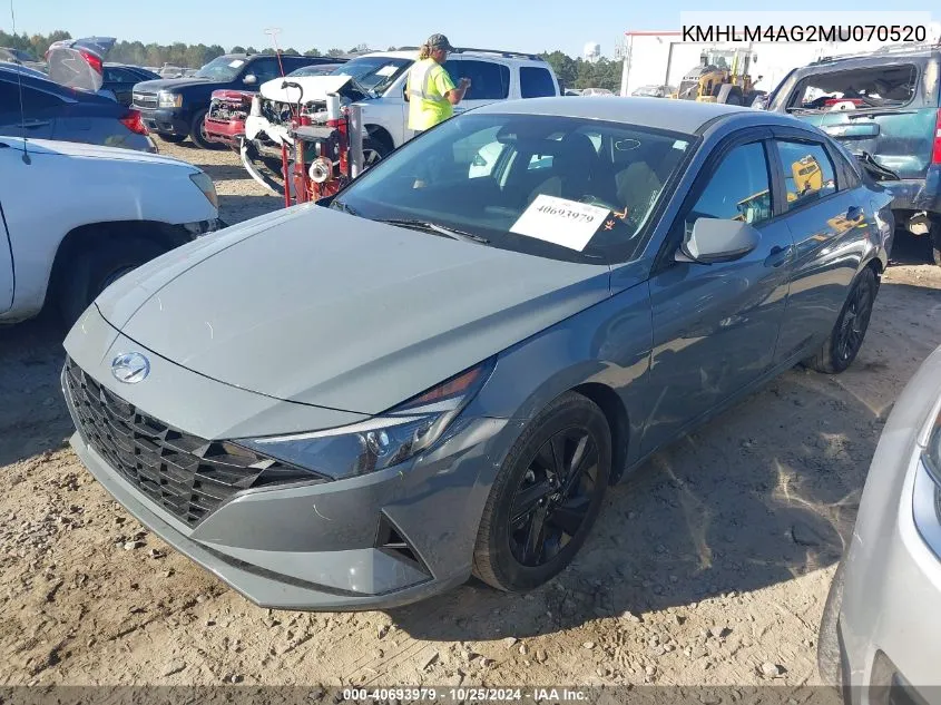 2021 Hyundai Elantra Sel VIN: KMHLM4AG2MU070520 Lot: 40693979