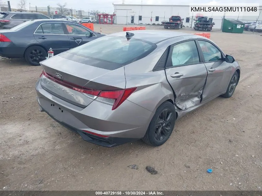 2021 Hyundai Elantra Sel VIN: KMHLS4AG5MU111048 Lot: 40729158