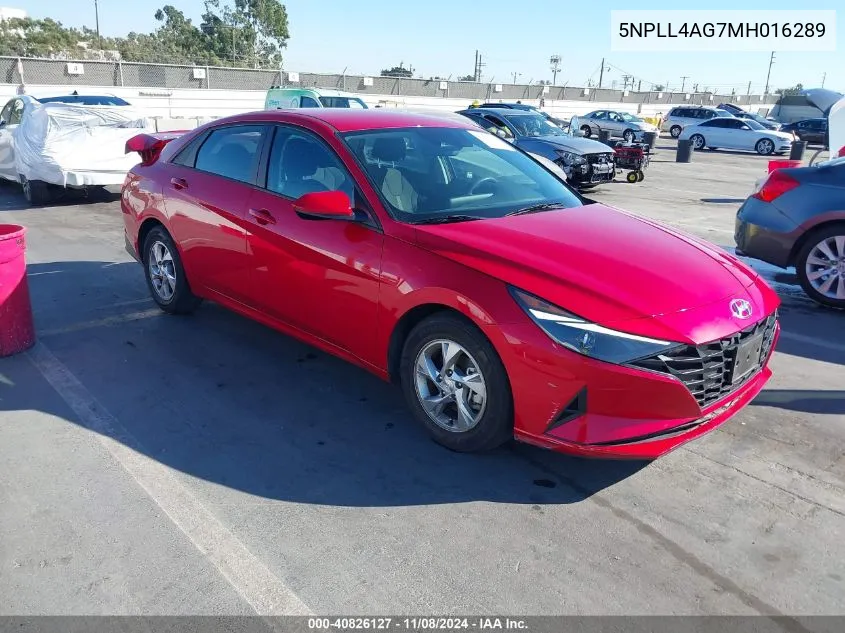 2021 Hyundai Elantra Se VIN: 5NPLL4AG7MH016289 Lot: 40826127