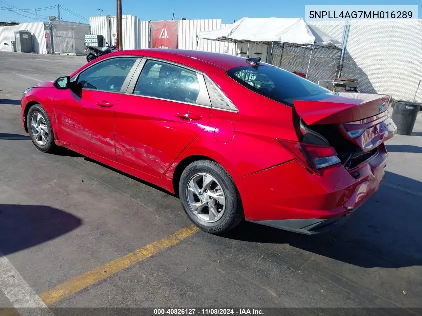 2021 Hyundai Elantra Se VIN: 5NPLL4AG7MH016289 Lot: 40826127