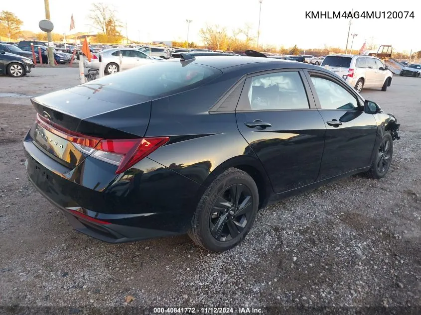 2021 Hyundai Elantra Sel VIN: KMHLM4AG4MU120074 Lot: 40841772