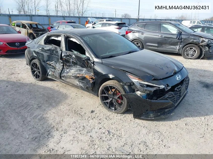 2022 Hyundai Elantra Preferred Ivt With Sun And Tech Package VIN: KMHLM4AG4NU362431 Lot: 11987349