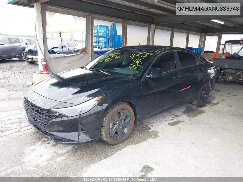 2022 Hyundai Elantra VIN: KMHLM4AGXNU333743 Lot: 12072334