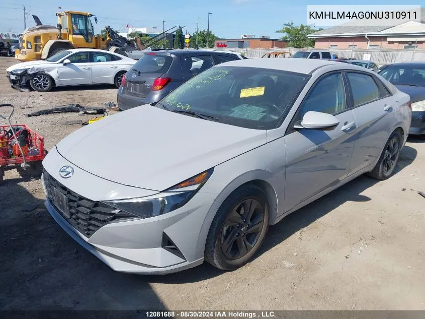 2022 Hyundai Elantra Sel VIN: KMHLM4AG0NU310911 Lot: 12081688