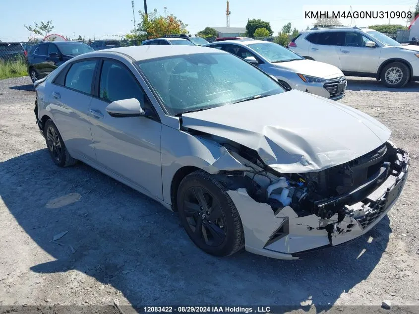 2022 Hyundai Elantra VIN: KMHLM4AG0NU310908 Lot: 12083422