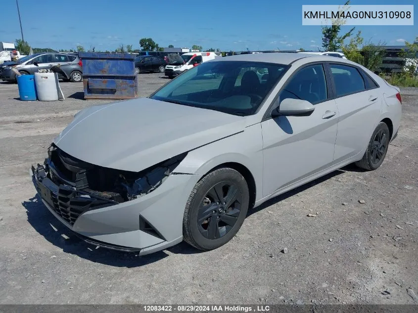 KMHLM4AG0NU310908 2022 Hyundai Elantra