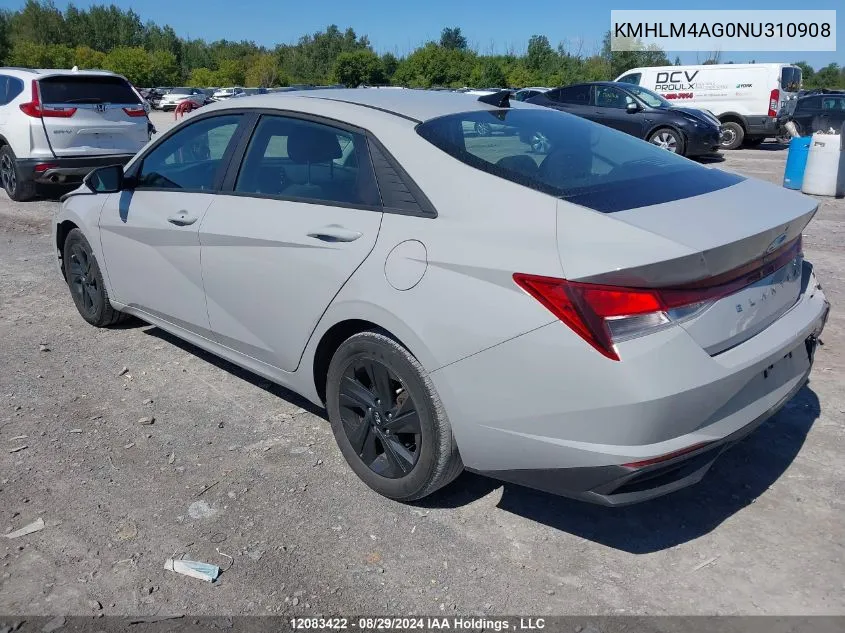 KMHLM4AG0NU310908 2022 Hyundai Elantra