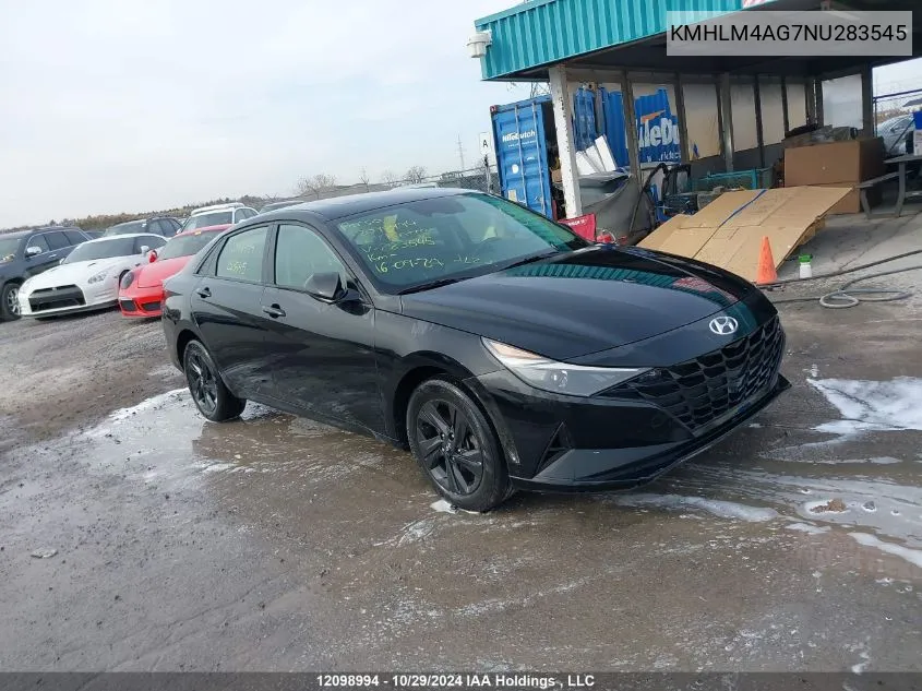 2022 Hyundai Elantra Sel VIN: KMHLM4AG7NU283545 Lot: 12098994