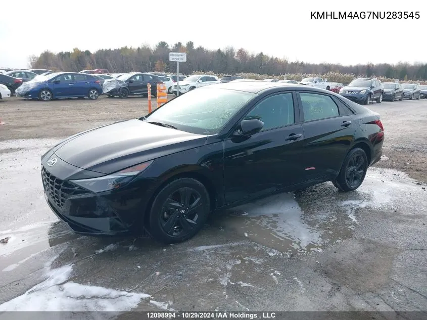 2022 Hyundai Elantra Sel VIN: KMHLM4AG7NU283545 Lot: 12098994