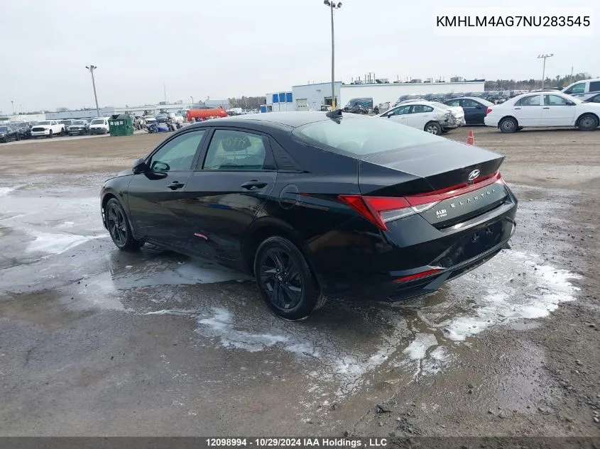 2022 Hyundai Elantra Sel VIN: KMHLM4AG7NU283545 Lot: 12098994