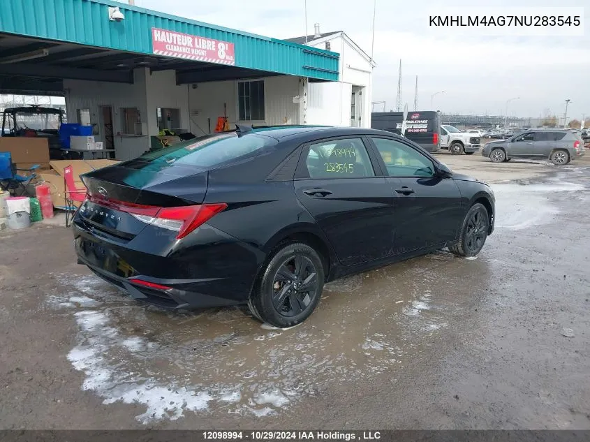 2022 Hyundai Elantra Sel VIN: KMHLM4AG7NU283545 Lot: 12098994