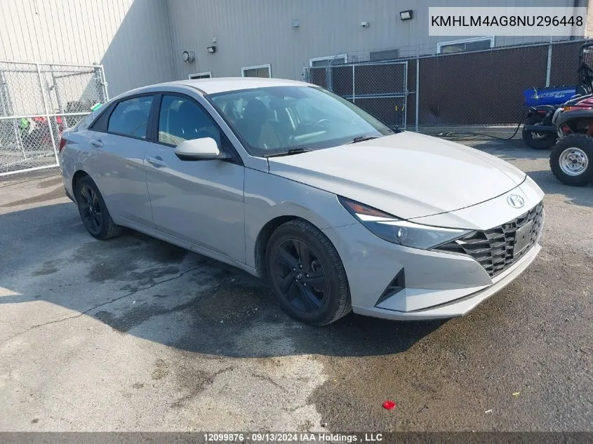 2022 Hyundai Elantra Sel VIN: KMHLM4AG8NU296448 Lot: 12099876