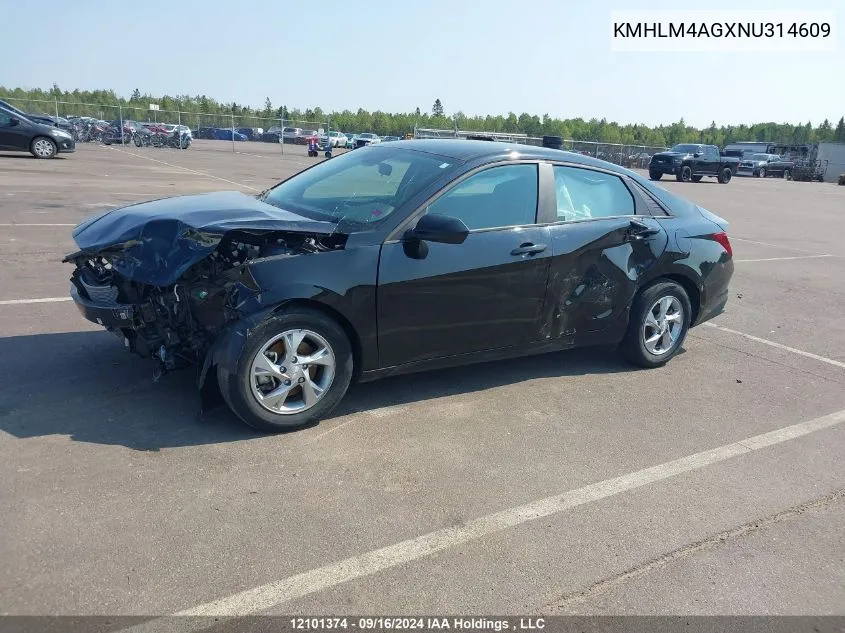 KMHLM4AGXNU314609 2022 Hyundai Elantra Sel