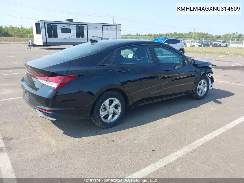 KMHLM4AGXNU314609 2022 Hyundai Elantra Sel