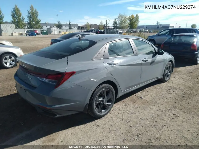 2022 Hyundai Elantra Preferred Ivt VIN: KMHLM4AG7NU229274 Lot: 12102081