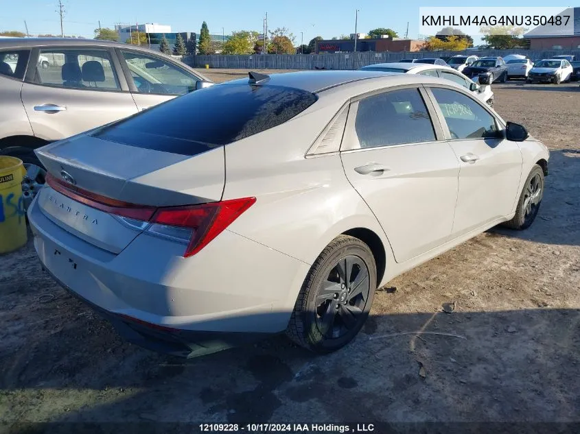 2022 Hyundai Elantra Preferred Ivt With Sun And Tech Package VIN: KMHLM4AG4NU350487 Lot: 12109228