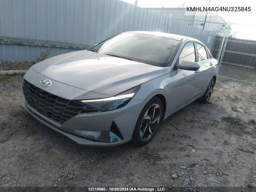 2022 Hyundai Elantra Sel VIN: KMHLN4AG4NU325845 Lot: 12115060