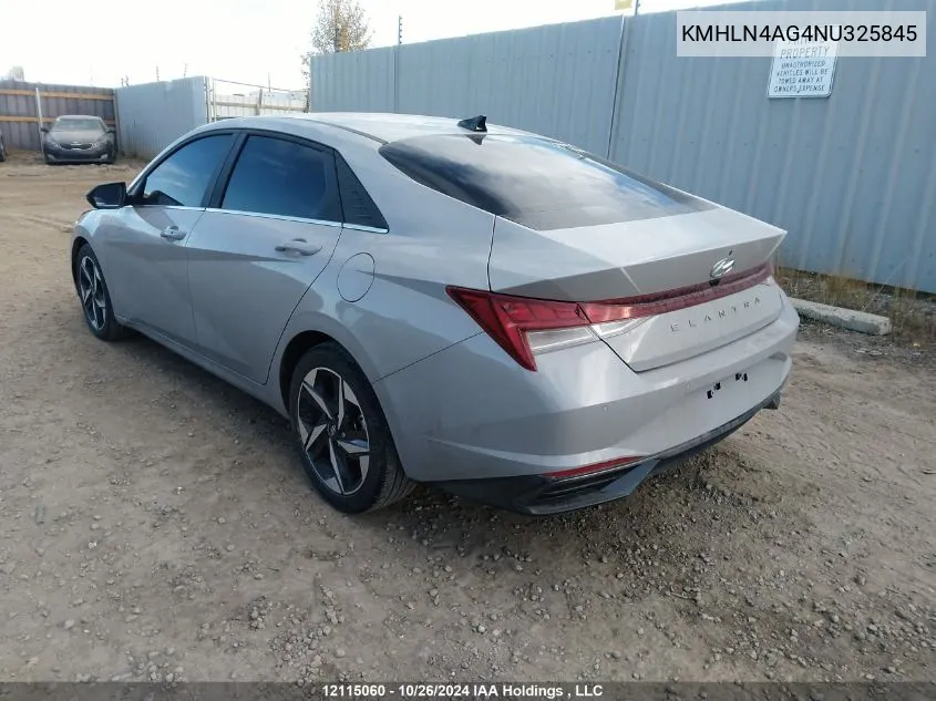 2022 Hyundai Elantra Sel VIN: KMHLN4AG4NU325845 Lot: 12115060