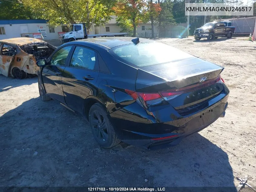 2022 Hyundai Elantra VIN: KMHLM4AG4NU246517 Lot: 12117103