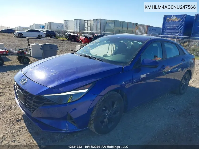 2022 Hyundai Elantra Preferred Ivt With Sun And Tech Package VIN: KMHLM4AG0NU247566 Lot: 12121322