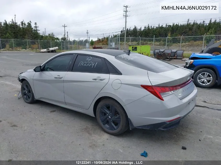 2022 Hyundai Elantra Limited VIN: KMHLN4AJ6NU029172 Lot: 12122241