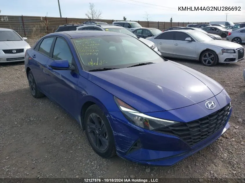 2022 Hyundai Elantra Sel VIN: KMHLM4AG2NU286692 Lot: 12127576