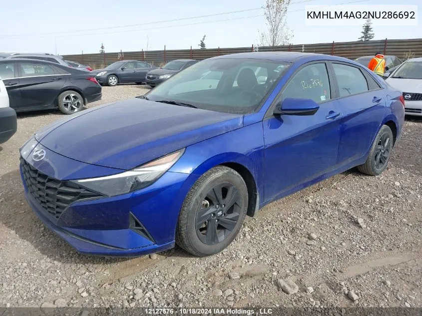 2022 Hyundai Elantra Sel VIN: KMHLM4AG2NU286692 Lot: 12127576