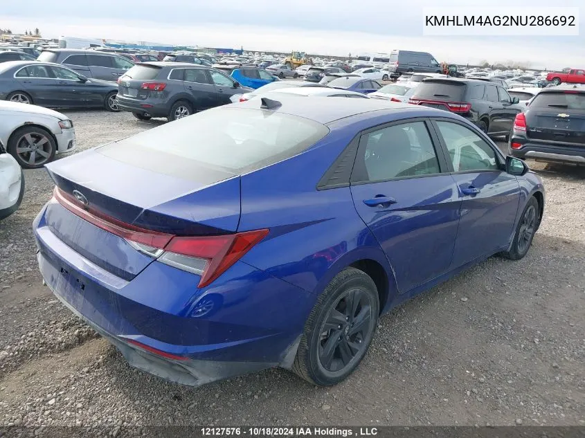 2022 Hyundai Elantra Sel VIN: KMHLM4AG2NU286692 Lot: 12127576