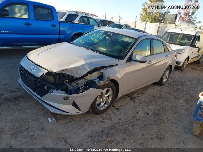 2022 Hyundai Elantra Sel VIN: KMHLM4AG8NU307268 Lot: 12129501