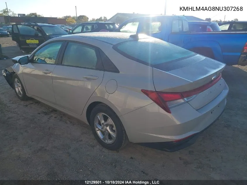 2022 Hyundai Elantra Sel VIN: KMHLM4AG8NU307268 Lot: 12129501