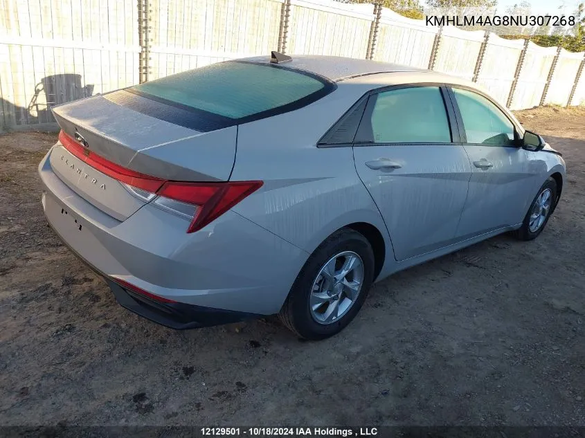 2022 Hyundai Elantra Sel VIN: KMHLM4AG8NU307268 Lot: 12129501