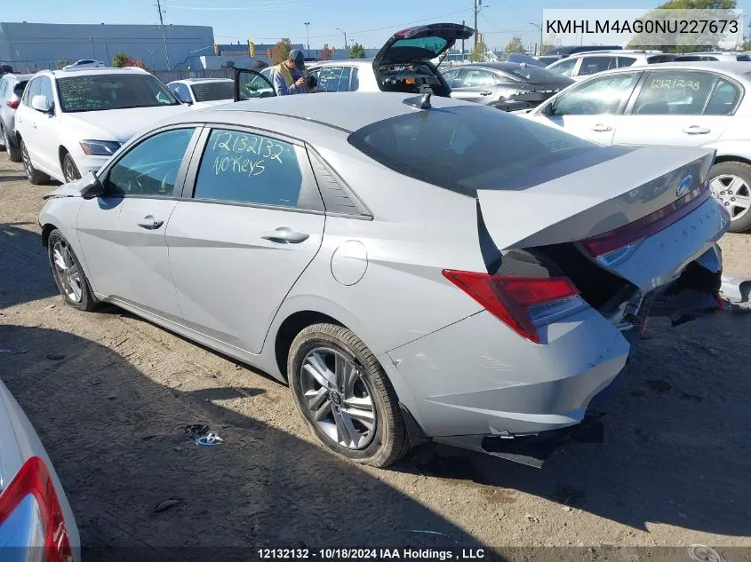 2022 Hyundai Elantra Sel VIN: KMHLM4AG0NU227673 Lot: 12132132