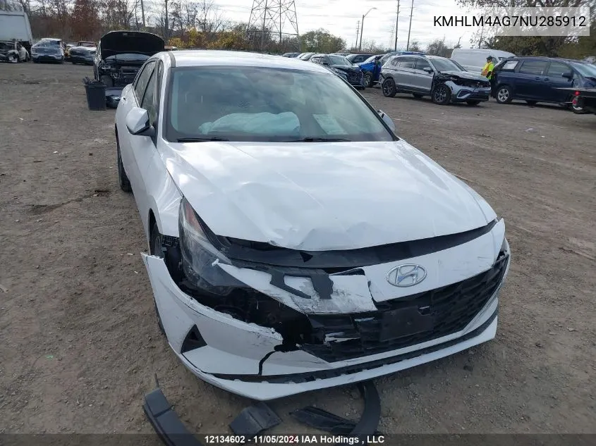 2022 Hyundai Elantra Preferred Ivt VIN: KMHLM4AG7NU285912 Lot: 12134602