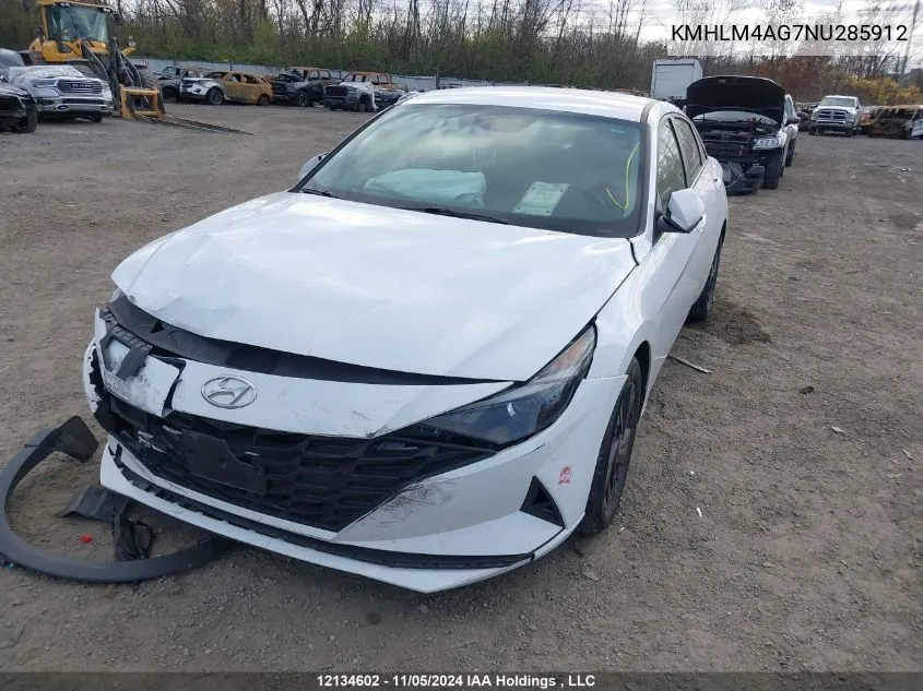 2022 Hyundai Elantra Preferred Ivt VIN: KMHLM4AG7NU285912 Lot: 12134602