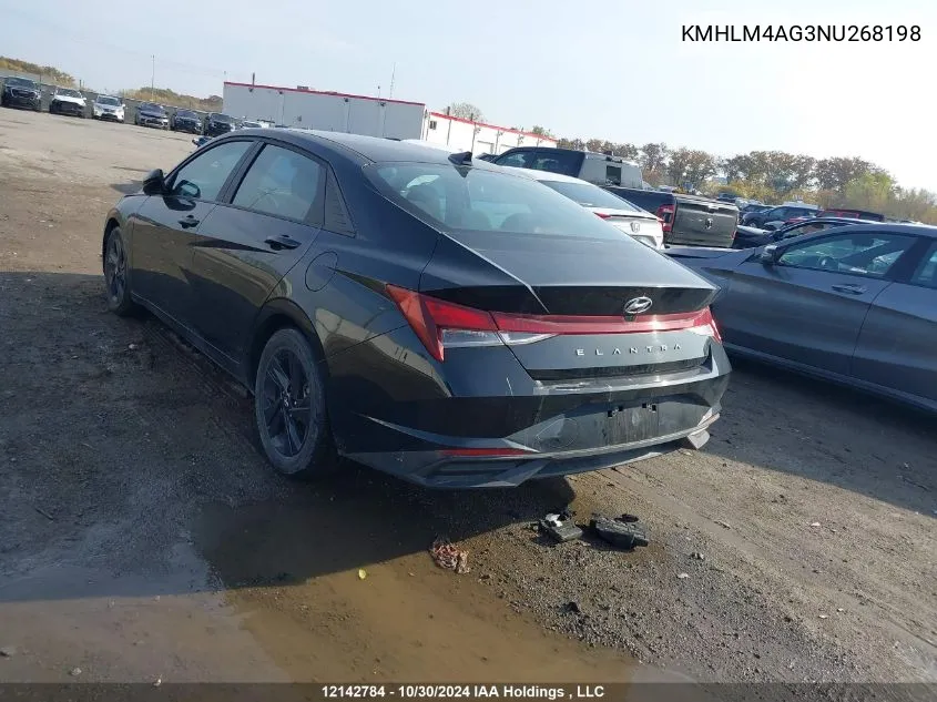 2022 Hyundai Elantra Sel VIN: KMHLM4AG3NU268198 Lot: 12142784